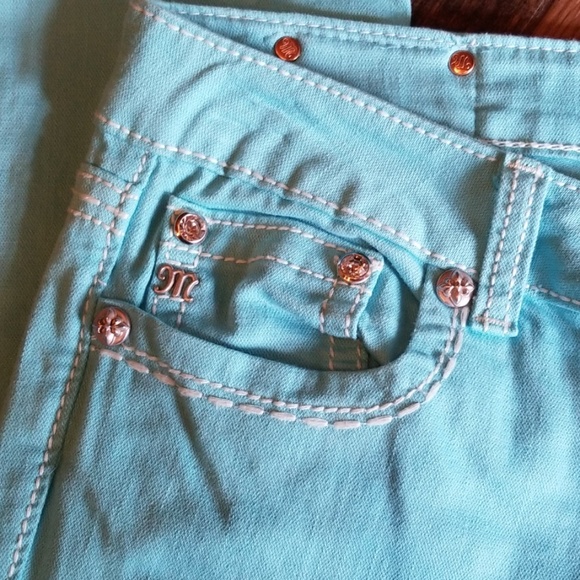 Blingy Aqua Miss Me Jeans size 30 - Picture 3 of 5